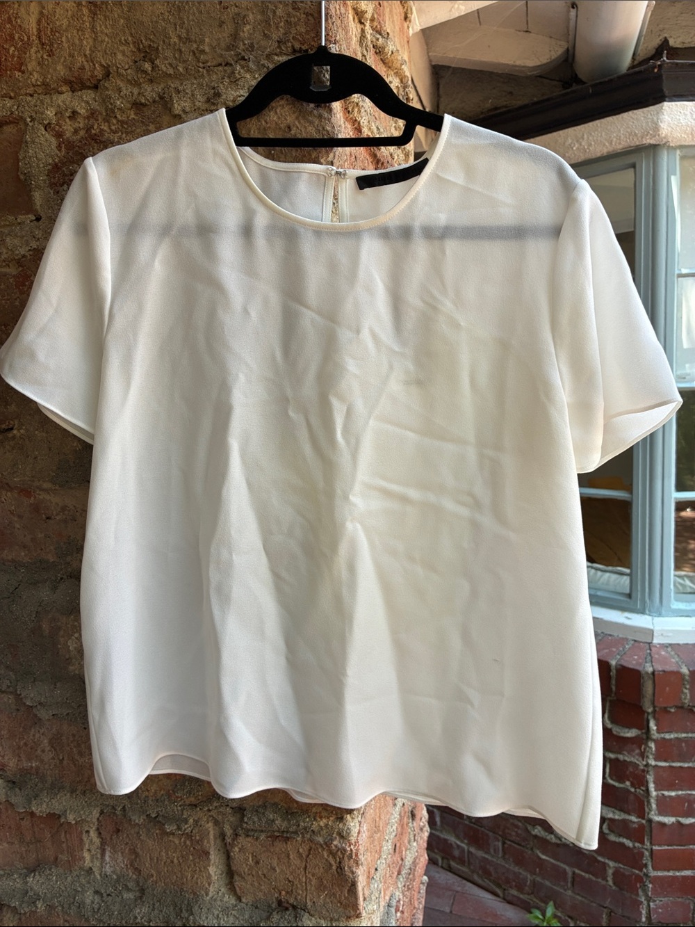 Jenni Kayne Ivory Short-Sleeve Silk Blouse
